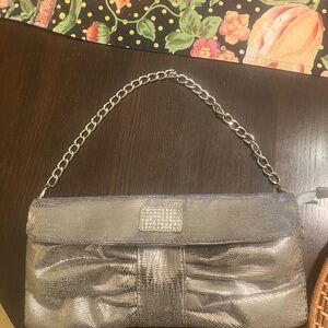 Evening Bag, Silver Metallic,  Clutch or Wristlet,